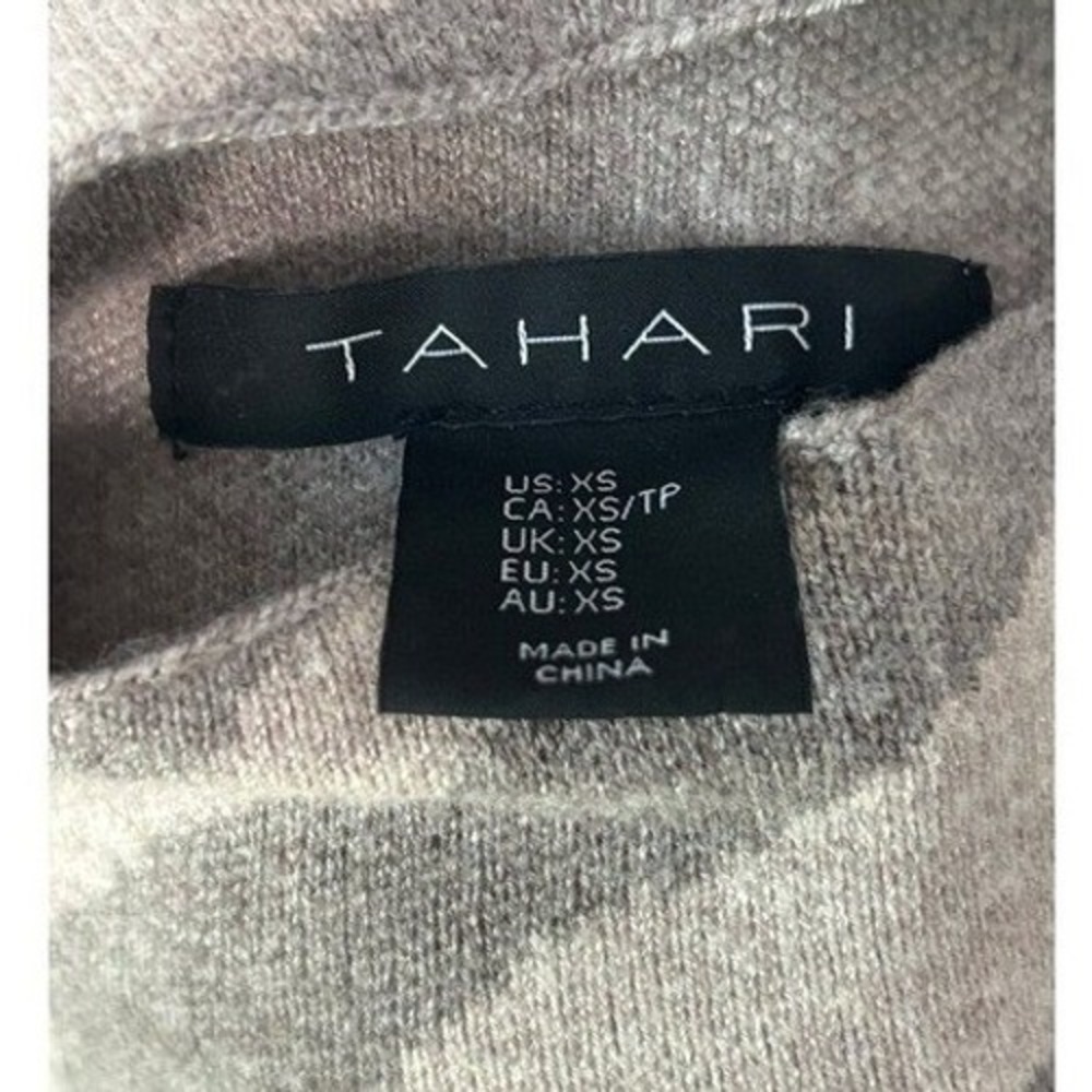 Tahari XS Zebra Print Mock Neck‎ Sweater Taupe Beige Long Sleeve Knit Top - Picture 6 of 10